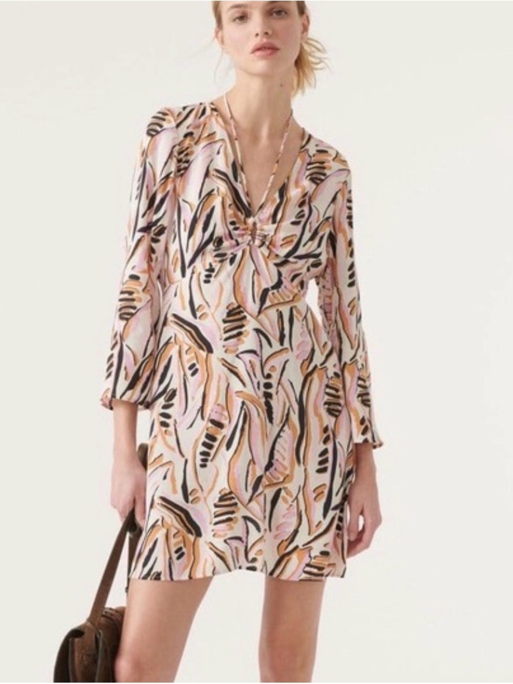 Ba&sh Thesee Rose Print Long Sleeve Mini Dress | M